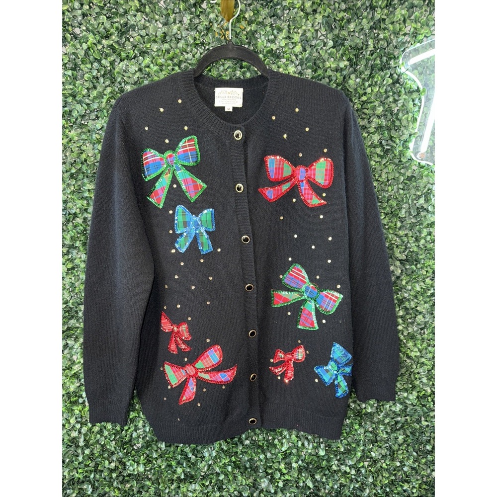 Susan Bristol Vintage 1992 Bow Christmas Sweater Size M